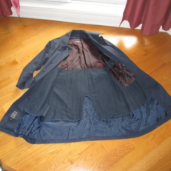 Men's Moores Blue Trench Coat size 40 Short - Picture 2 of 9